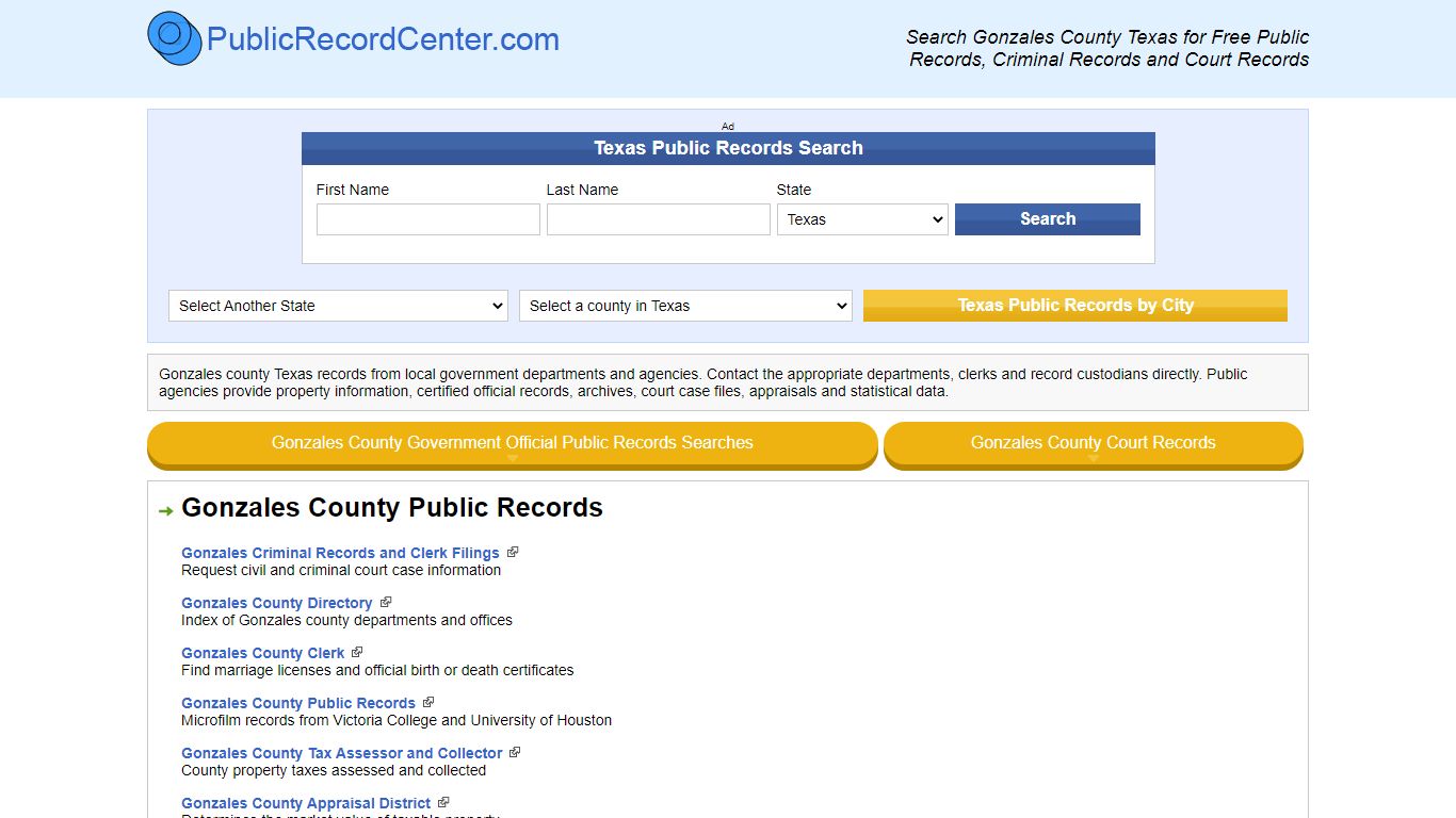Gonzales County Texas Free Public Records - Court Records - Criminal ...