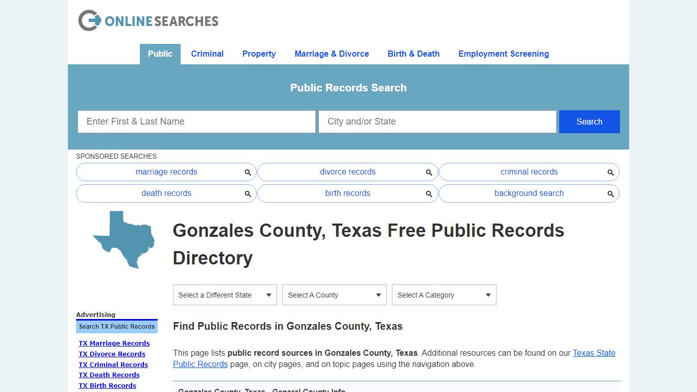 Gonzales County, Texas Public Records Directory - OnlineSearches.com